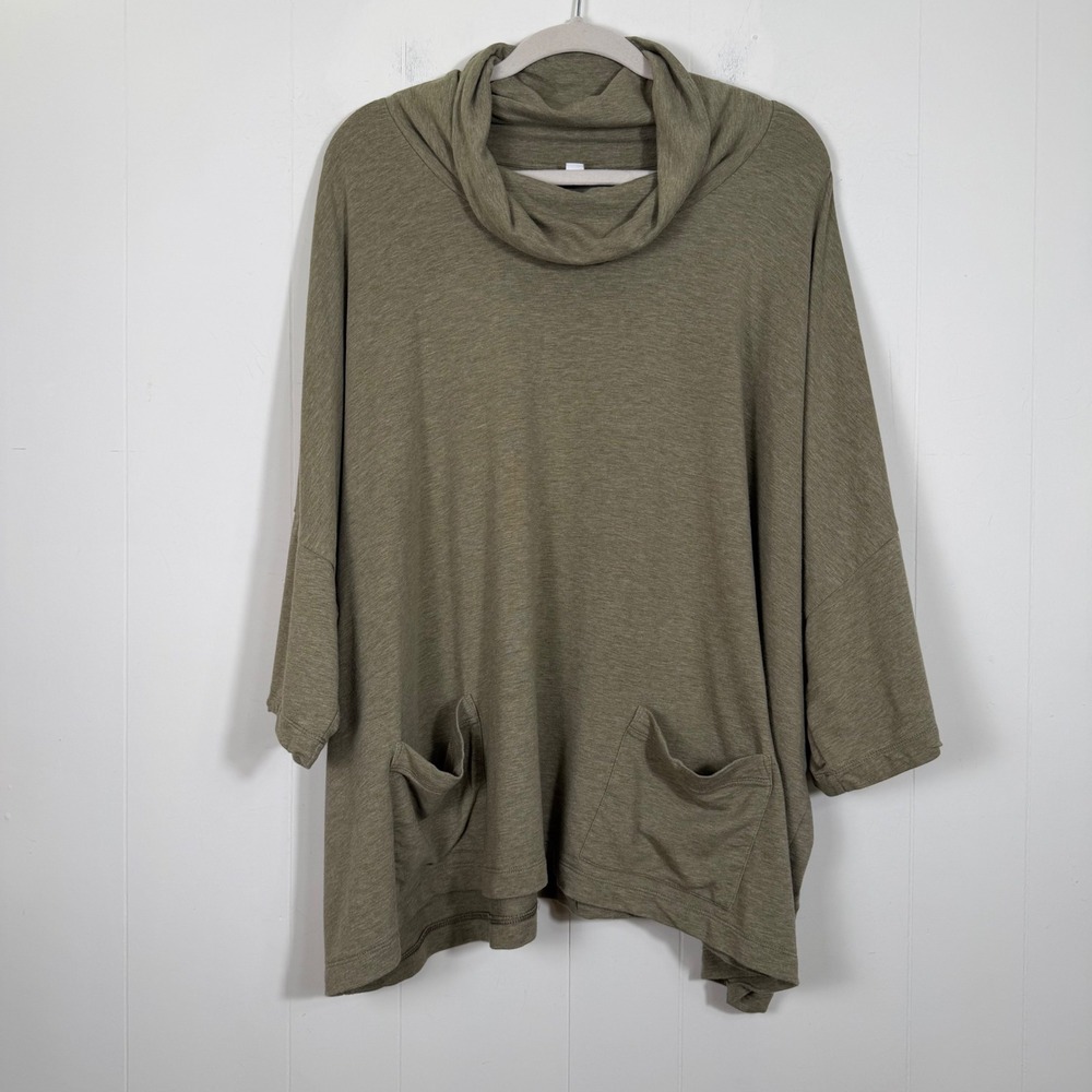 J Jill PureJill Affinity French Terry Tunic Cowl Neck Olive Green Pockets 4X
